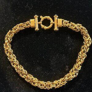 NEW! Byzantine chainmail gold washed sterling silver chunky bracelet - 8.5" L